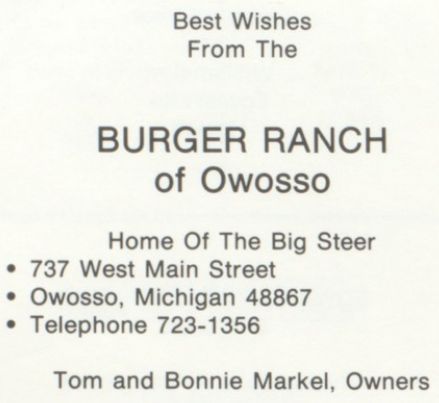 Burger Ranch - Old Owosso Yearbook Ad With Address